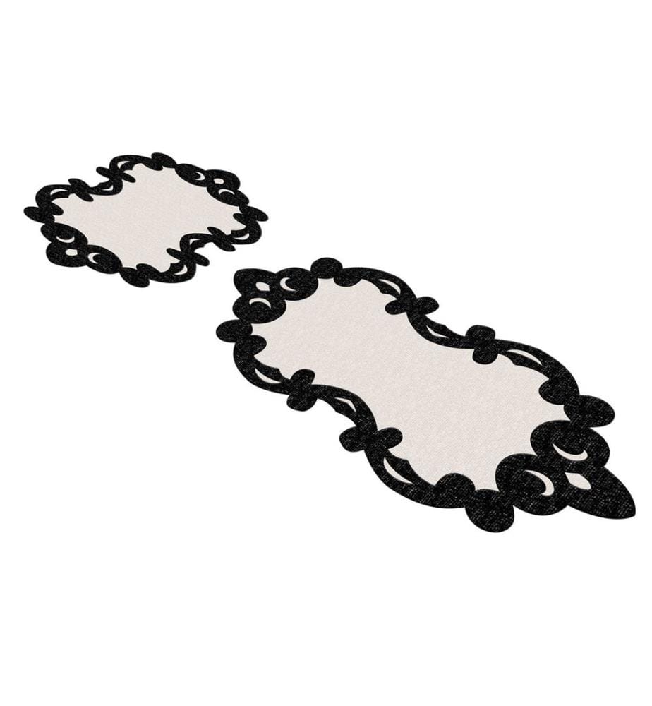 Bathmat Set, 2 Pieces, Black White, Polyester, 1300 gr-m²