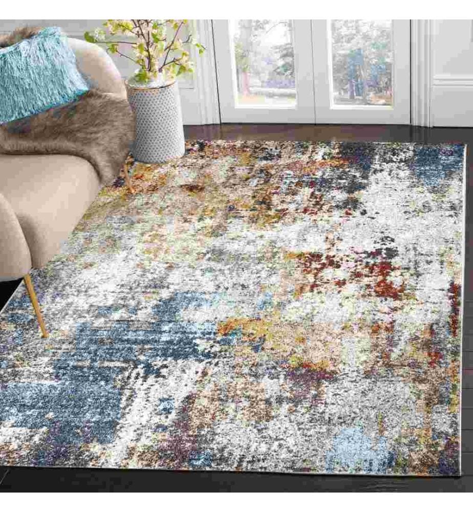 Tapis de hall, 80 x 150, , Crème, Bleu, Polyproplène, 1700 G-m²,