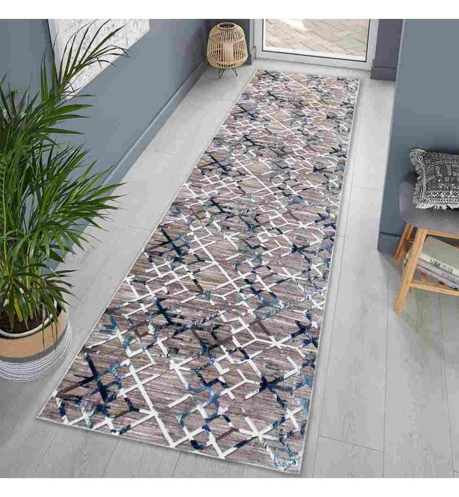 Tappeto da sala, 100 x 200, , Visone, Blu, Poliestere, 1500 gr-m²,