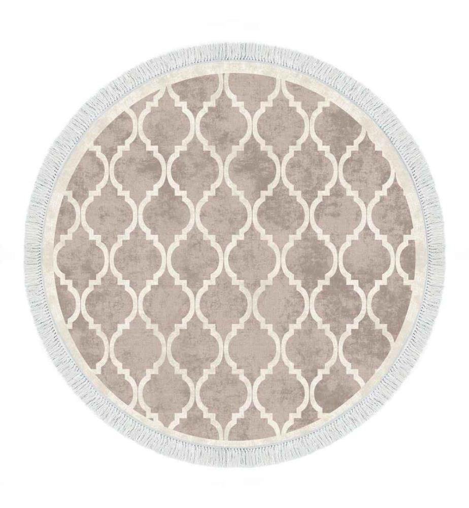 Flurteppich, 100 x 100, , Creme, Braun, Polyester, 3 mm Schwammhöhe