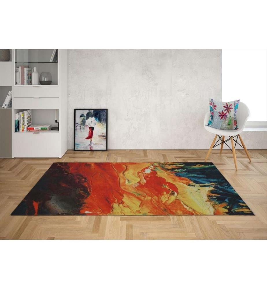 Tappeto da sala, 100 x 200, , Multicolore, Poliestere, Altezza pelo 1 mm