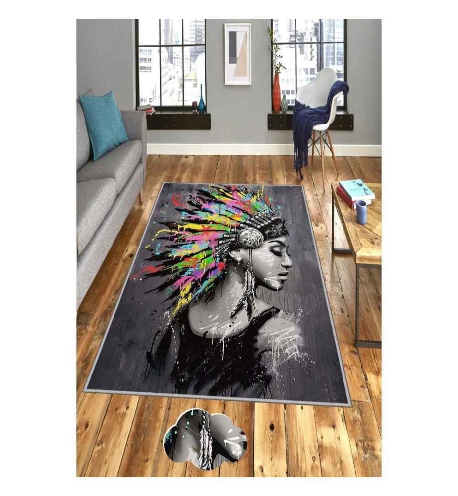 Tappeto da sala, 80 x 150, , Multicolore, Poliestere, Altezza pelo 1 mm