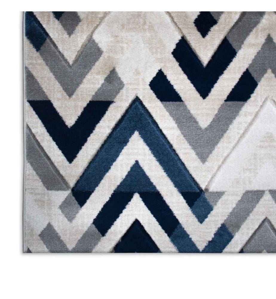 Tappeto da sala, 80 x 250, , Blu, Crema, Beige, Polipropilene, 2200 gr-m²,