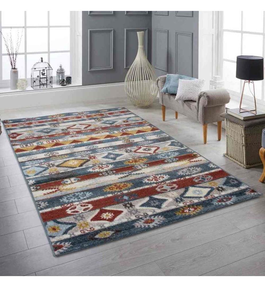 Tapis de hall, 80 x 150, , Crème, Bleu, Polypropylène, 1500 gr-m²,