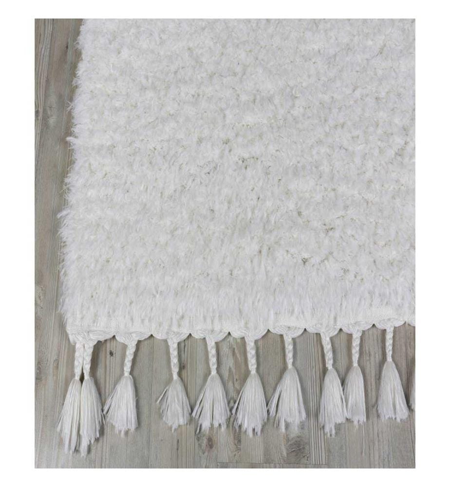 Tappeto da sala, 80 x 150, , Bianco, Poliestere lucido, Altezza pelo 50 mm