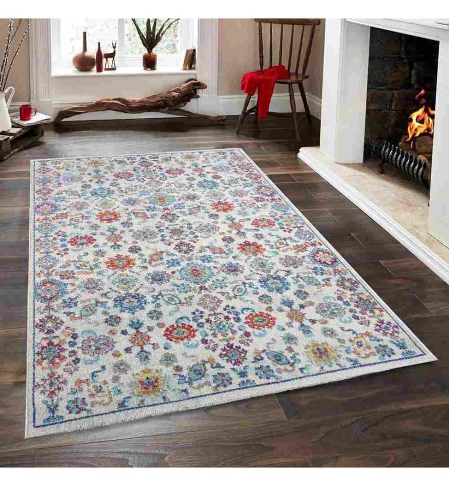 Tapis de hall, 80 x 300, , Blanc Bleu, Polypropylène, 1500 G-m²,