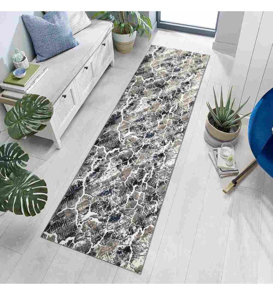 Tappeto da sala, 80 x 300, , Grigio, Blu, Poliestere, 1100 gr-m²,