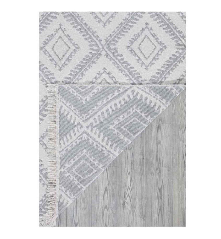 Tappeto, Bianco, Grigio, 100% cotone, 120 x 180 cm