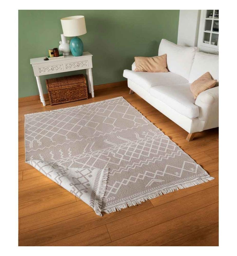 Tappeto, Bianco, Beige, 100% cotone, 160 x 230 cm
