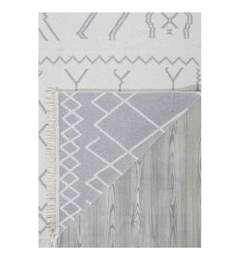 Tapis de hall, blanc, gris, 100% coton, 80 x 150 cm