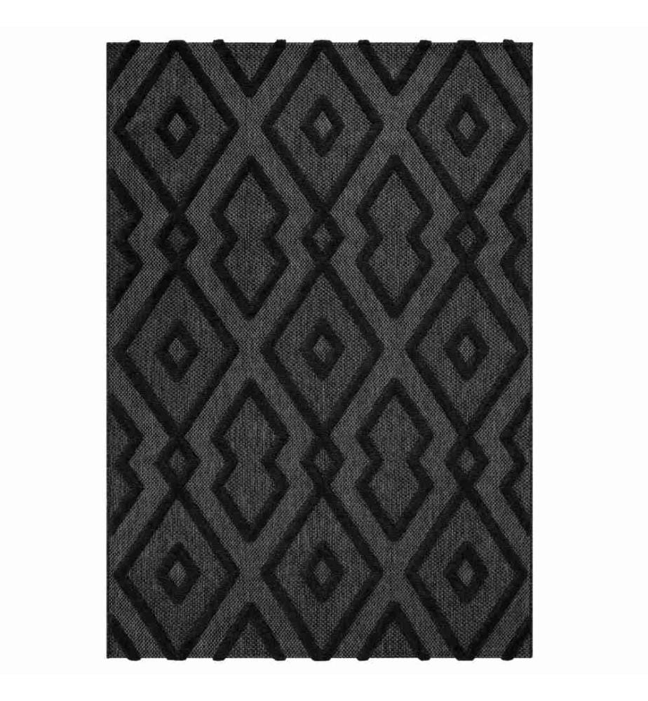 Tapis de hall, noir, gris, 100% polyproplène, 80 x 150 cm