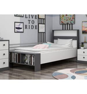 Antracite, Bianco, Letti Classici, 69X190X90 cm, Piastra Di Particelle Con Rivestimento Melamina
