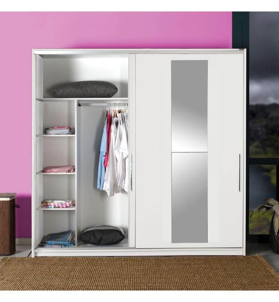 Bianco, Armadi, 207X210X60 cm, Piastra Di Particelle Con Rivestimento A Melamina