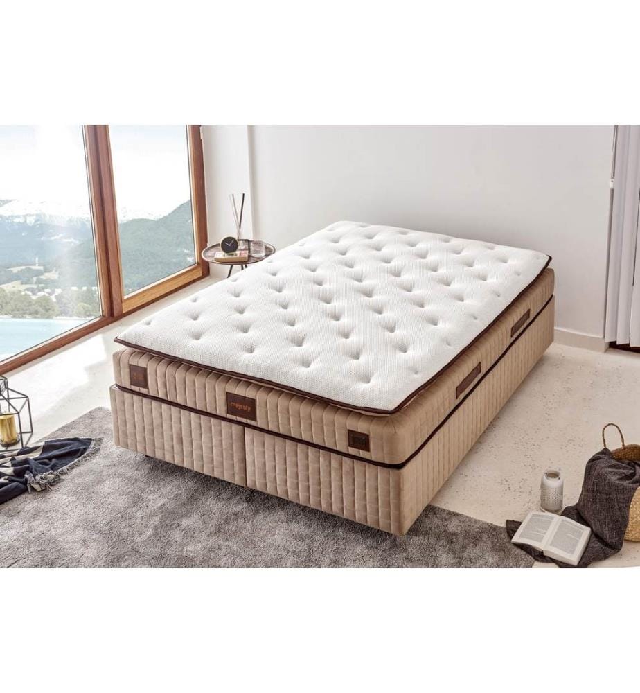 Bianco, Marrone, Materasso In Schiuma Fredda, 150X150X200 cm,  A Maglia