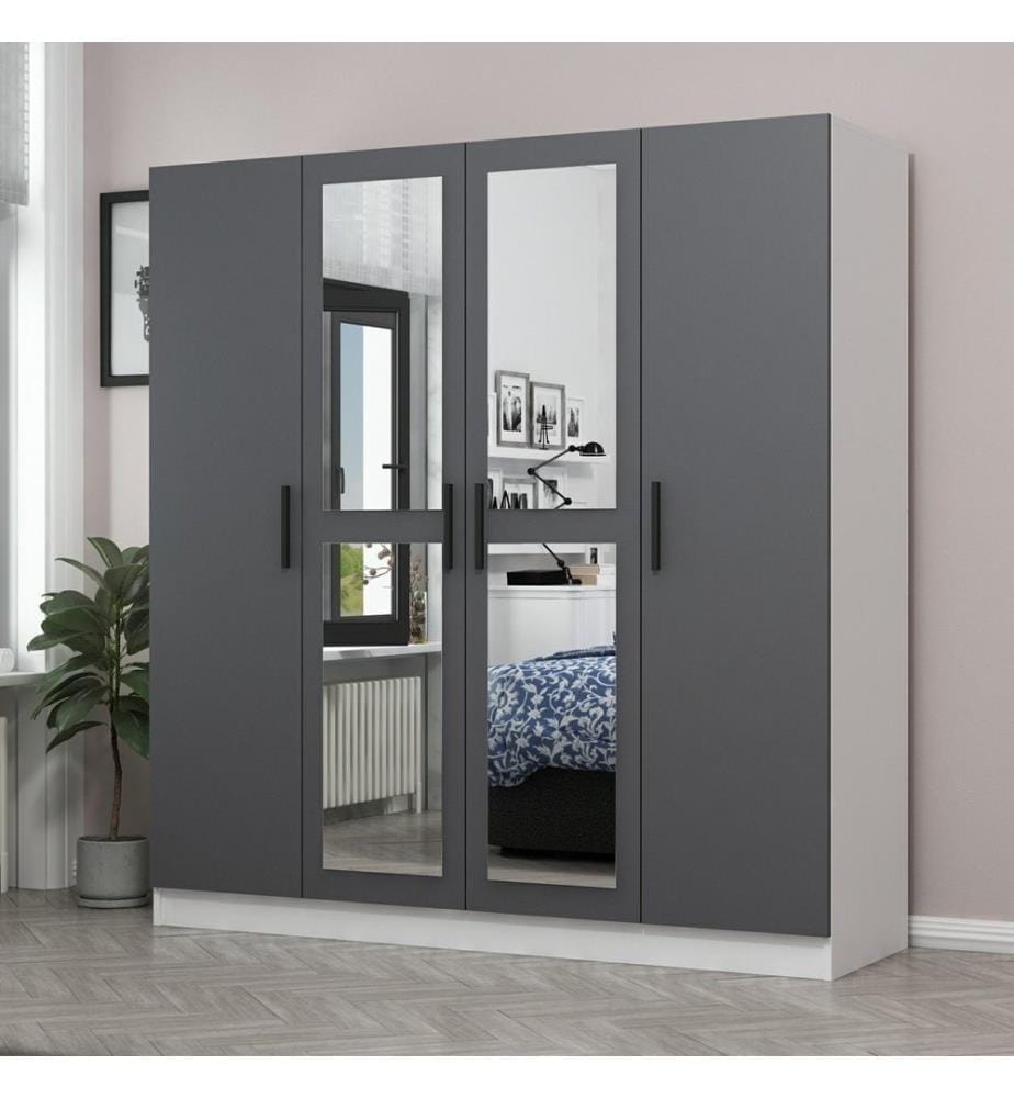 Kleiderschrank, Anthrazit, Melaminharzbeschichtete Spanplatte