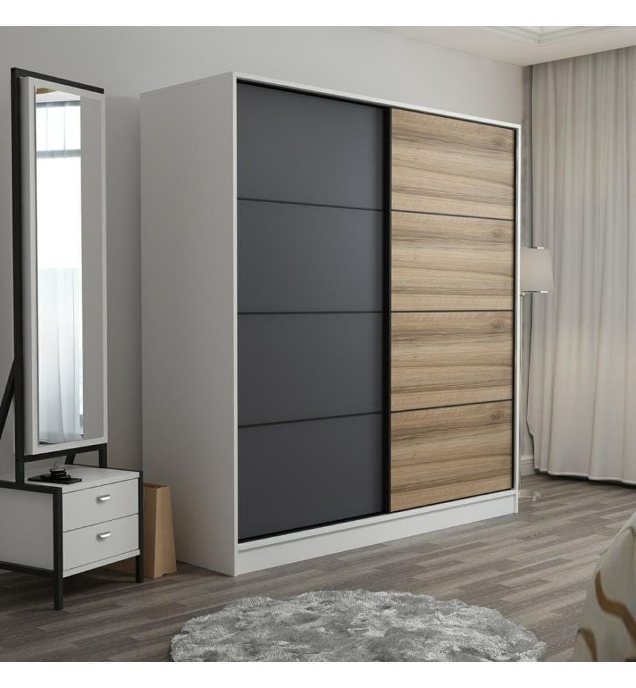 Wardrobe, White, Anthracite, Dore, Melamine Coated Particle Board