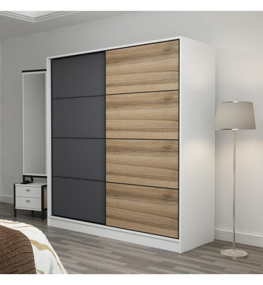 Wardrobe, White, Anthracite, Dore, Melamine Coated Particle Board