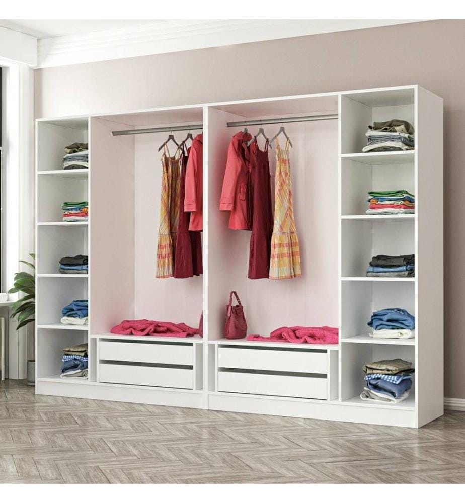 Kleiderschrank, Weiss, Melaminbeschichtete Spanplatte