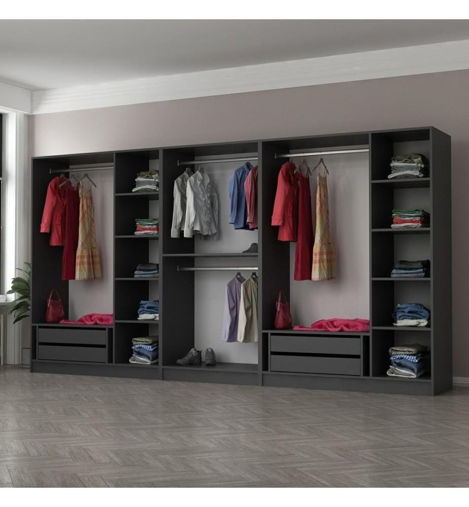 Wardrobe, Anthracite, Melamine Coated Particle Board