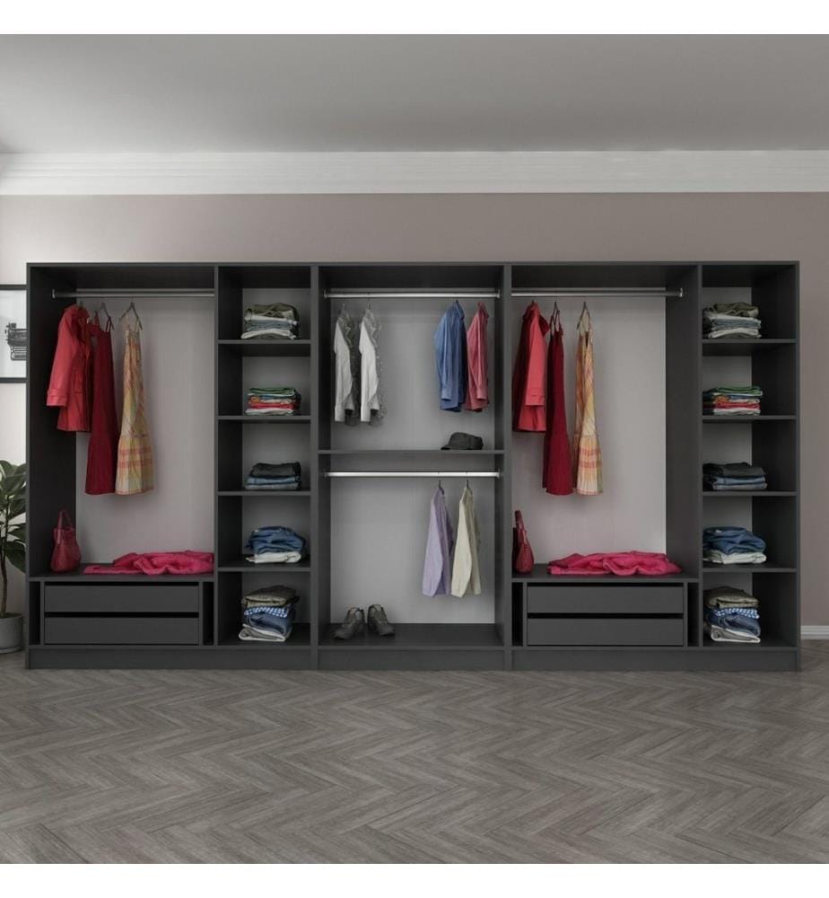 Wardrobe, Anthracite, Melamine Coated Particle Board