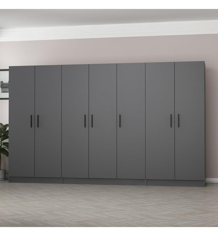 Kleiderschrank, Anthrazit, Melaminharzbeschichtete Spanplatte
