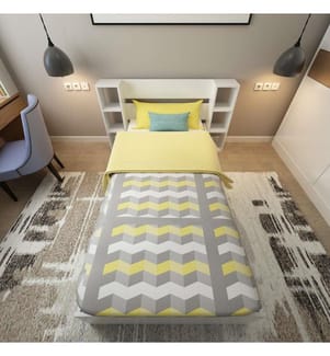 Letto Singolo, Bianco, Piastra Di Particelle Rivestita Di Melamina