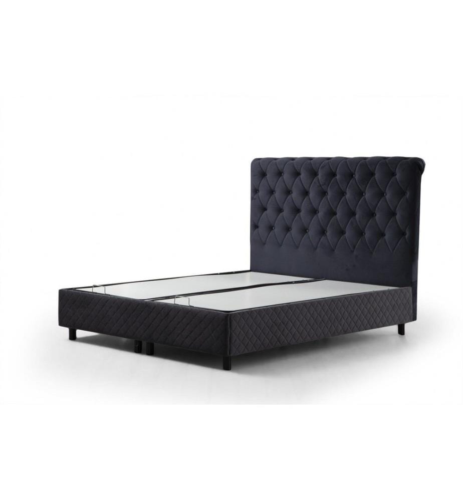 Sommier et tête de lit double, anthracite, panneau de particules mélaminé