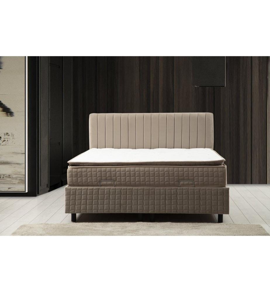 Matelas simple, sommier et tête de lit, brun, panneau de particules mélaminé