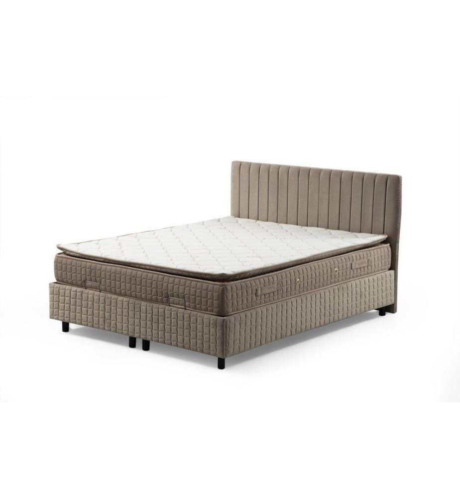 Matelas double, sommier et tête de lit, brun, panneau de particules mélaminé