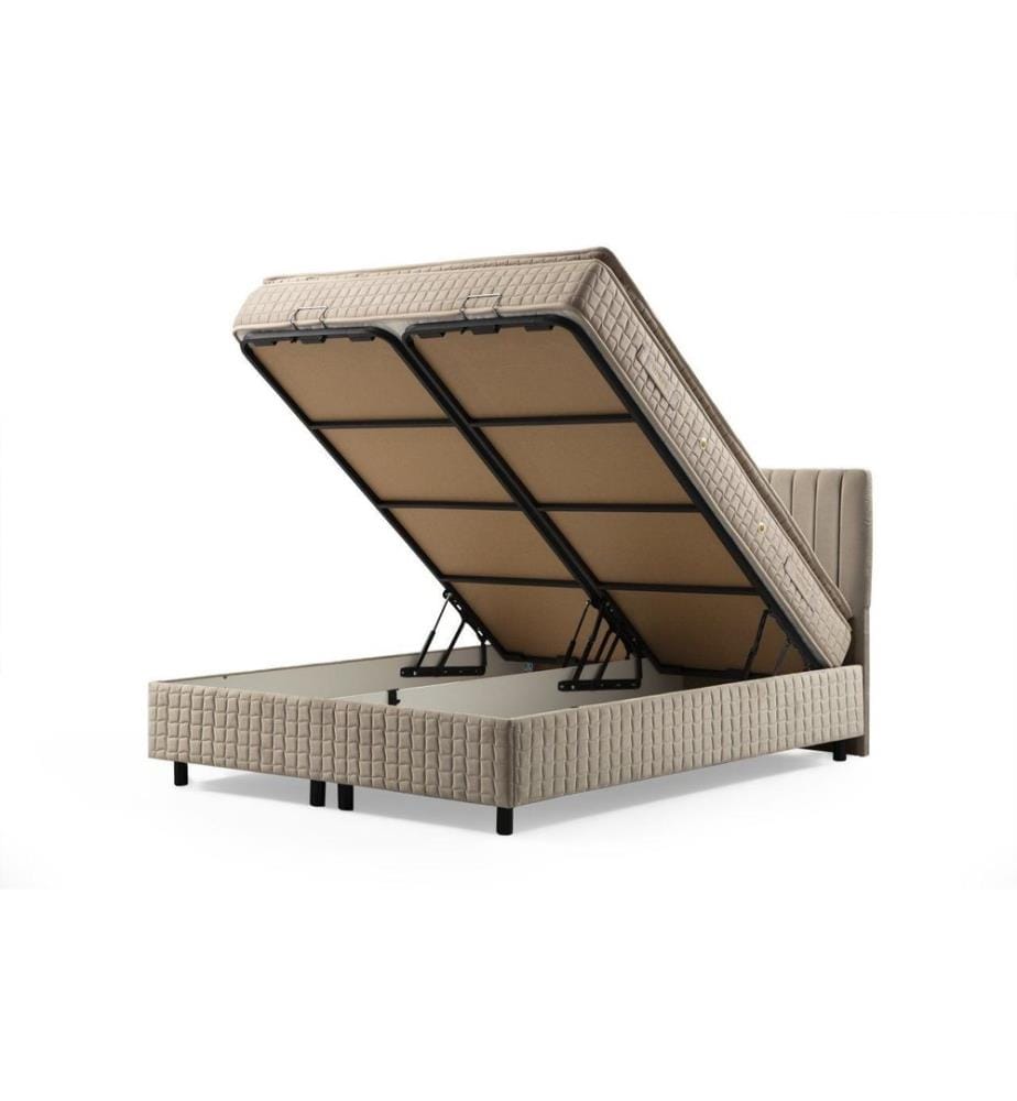 Matelas double, sommier et tête de lit, brun, panneau de particules mélaminé