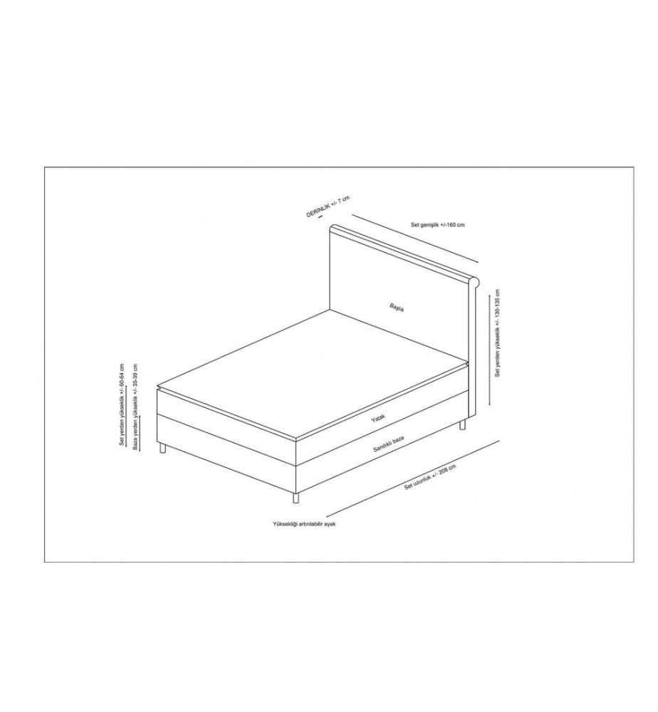 Matelas double, sommier et tête de lit, anthracite, panneau de particules mélaminé