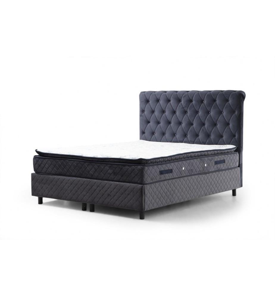 Matelas double, sommier et tête de lit, anthracite, panneau de particules mélaminé