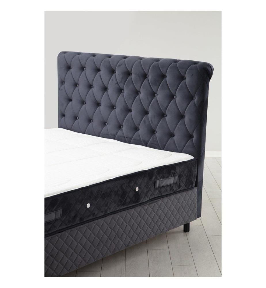 Matelas simple, sommier et tête de lit, anthracite, panneaux de particules mélaminés