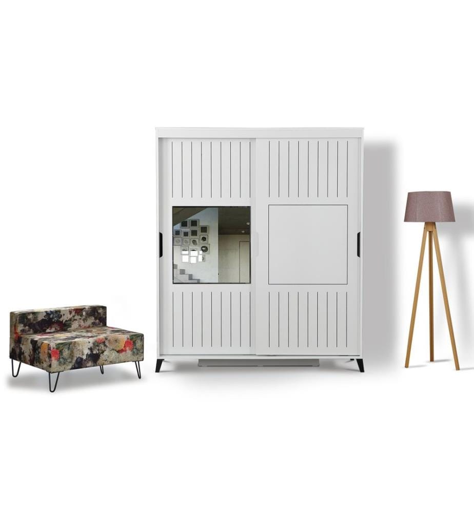 Lucido, Bianco, Armadio, 216X170X60 cm, Piastra Di Particelle Rivestita Con Melamina