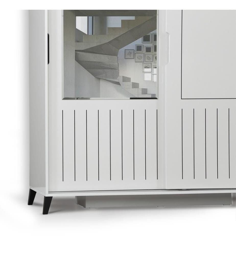 Shining, Bianco, Guarrobi, 216X140X60 cm, Piastra Di Particelle Rivestita Con Melamina