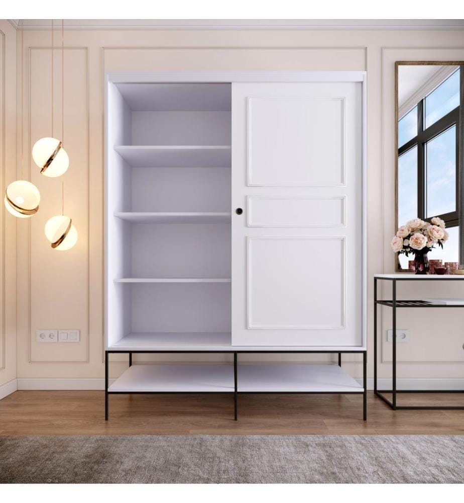 White, Warrobes, 200X150X57 cm, Piastra Di Particelle Con Rivestimento Melamina