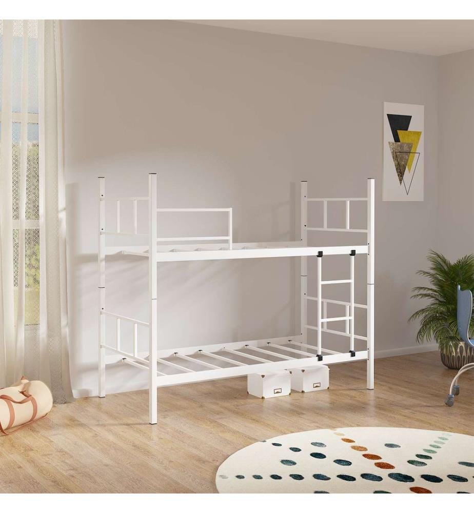 Letto a castello, bianco, 100% METALLO