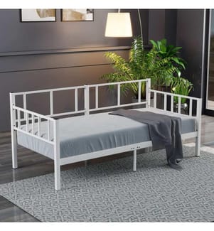 Lit de repos, blanc, 100 % MÉTAL