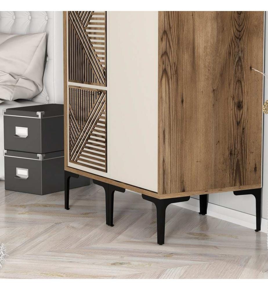 Armoire, Noyer, Crème, Panneau de particules mélaminé