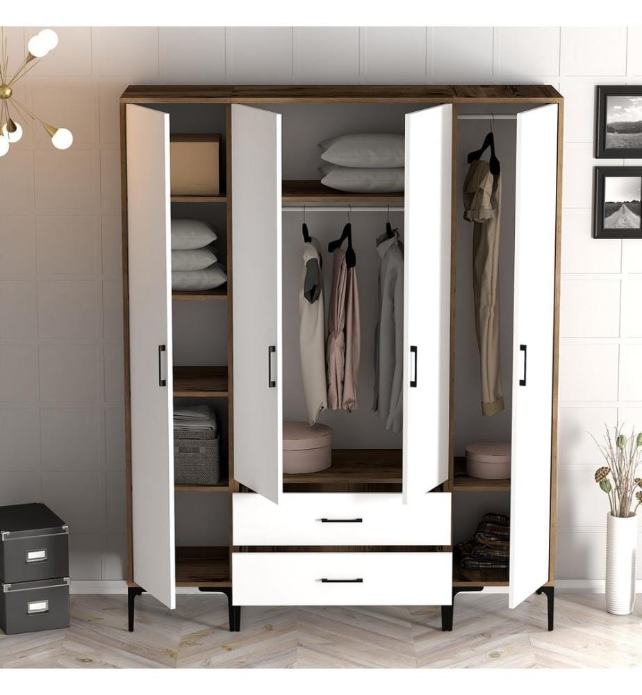 Armoire, Noyer, Blanc, Panneau de particules mélaminé