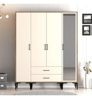 Armoire, Noyer, Crème, Panneau de particules mélaminé