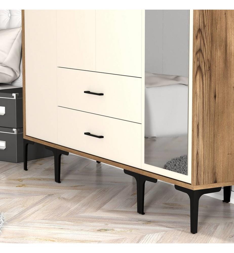 Armoire, Noyer, Crème, Panneau de particules mélaminé