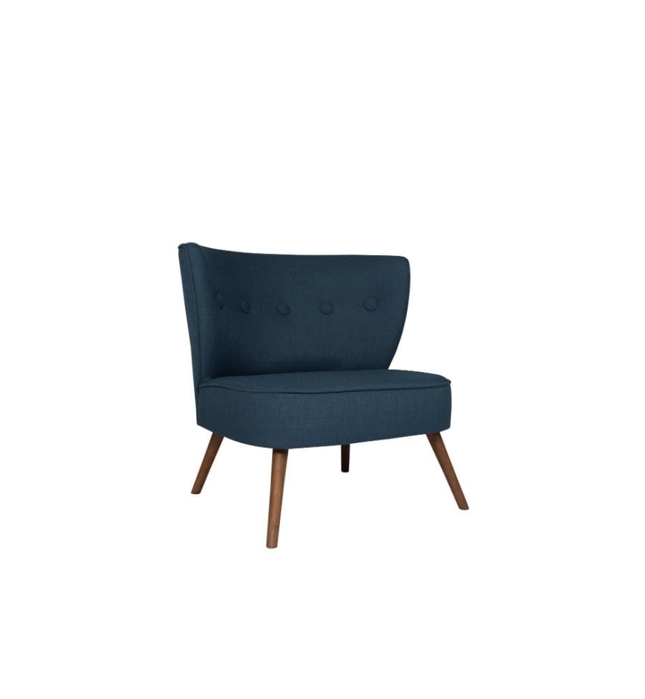 Wing Chair, Sax Blue, Solid Wood Frame, Polyester Fabric