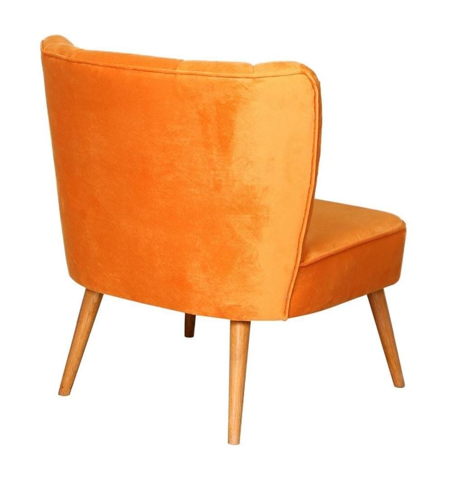 Wing Chair, Orange, Solid Wood Frame, Polyester Fabric