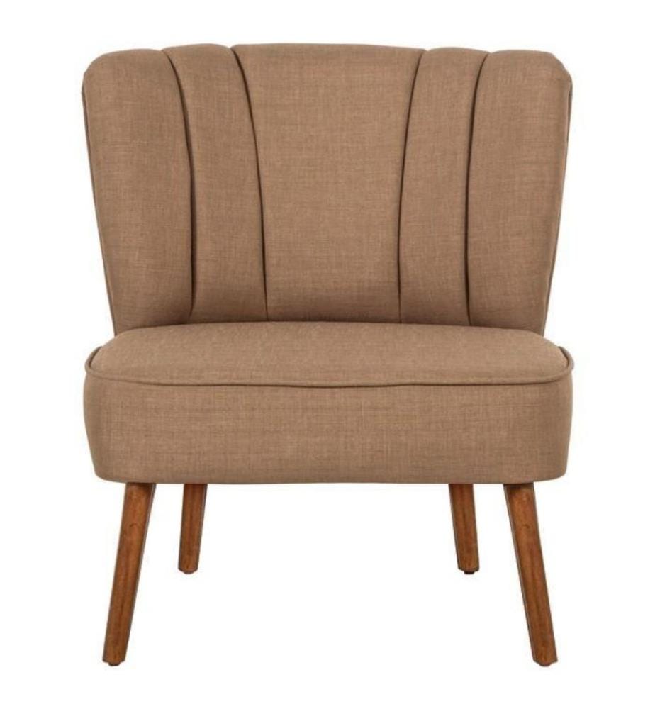 Wing Chair, Milky Brown, Solid Wood Frame, Polyester Fabric
