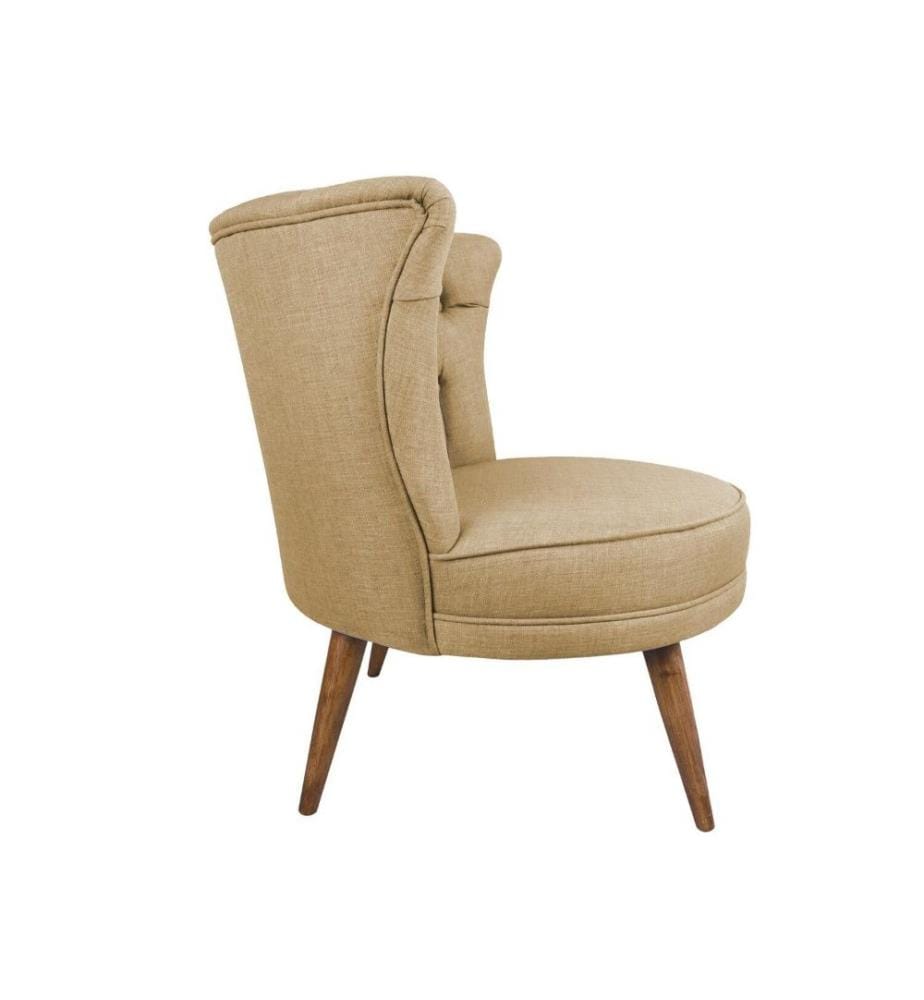 Wing Chair, Milky Brown, Solid Wood Frame, Polyester Fabric