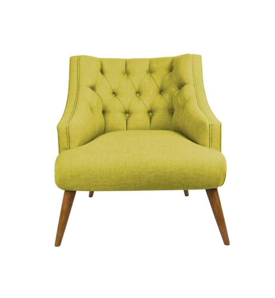 Wing Chair, Pistachio Green, Solid Wood Frame, Polyester Fabric