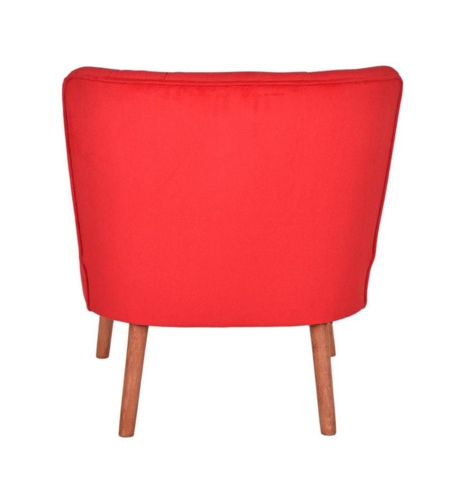 Wing Chair, Red, Solid Wood Frame, Polyester Fabric