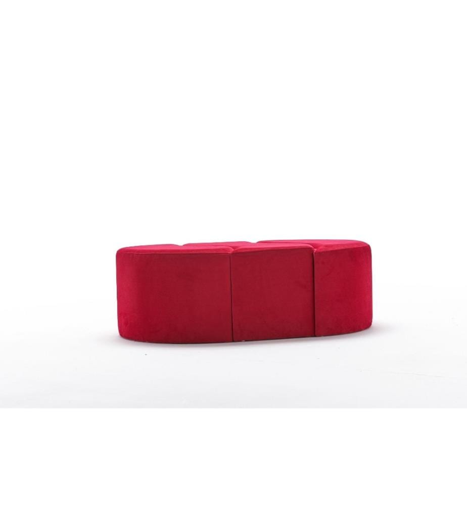 Pouffe, Rot, Polyester & Samt, Holzkörper