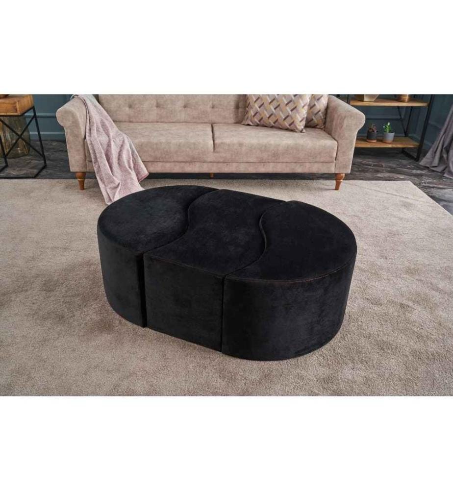 Pouf, Anthracite, Rose, polyester et velours, corps en bois